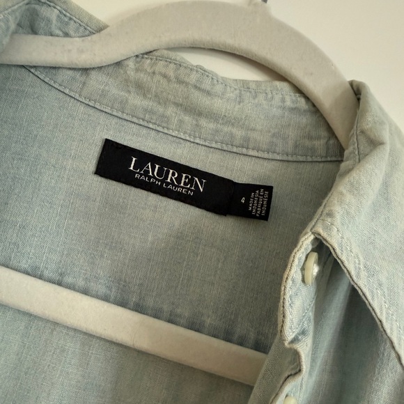 Lauren Ralph Lauren Light Blue Button Front Shirt Dress - Picture 3 of 3